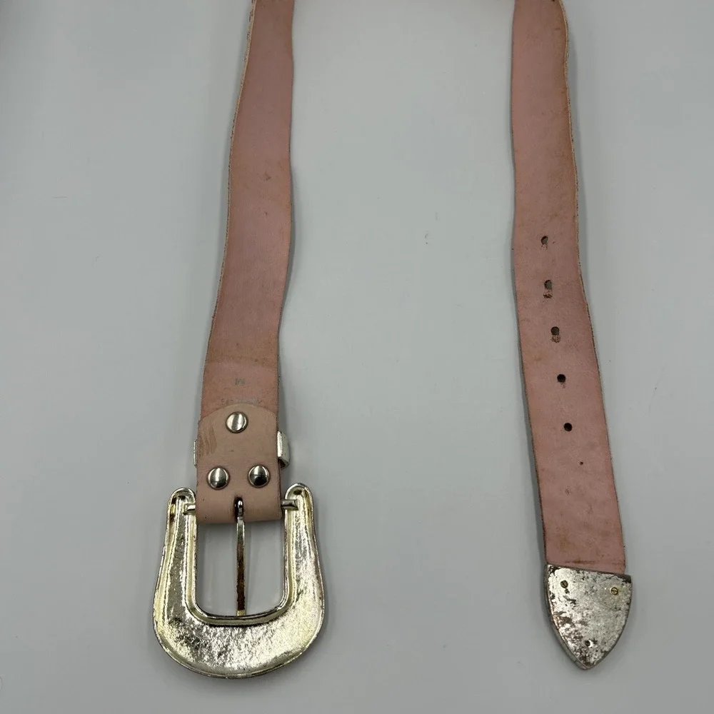 Pink Leather Western Belt Rhinestone Cowgirl Floral Buckle Belt